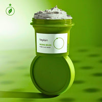 This luxurious Korean Mung Bean Complete Cleansing Set is displayed in a vibrant, nature-inspired scene that highlights its clean-beauty purity and premium botanical origins. The radiant Mung Bean Cleansing Oil stands on the left with a golden-green glow, while the pH-balanced Mung Bean Cleansing Foam rises tall beside it, embodying advanced Korean deep-cleansing innovation. In front, the rich Mung Bean Pore Clay Mask showcases its detoxifying green texture. Modern Korean Skincare, acne fighter.