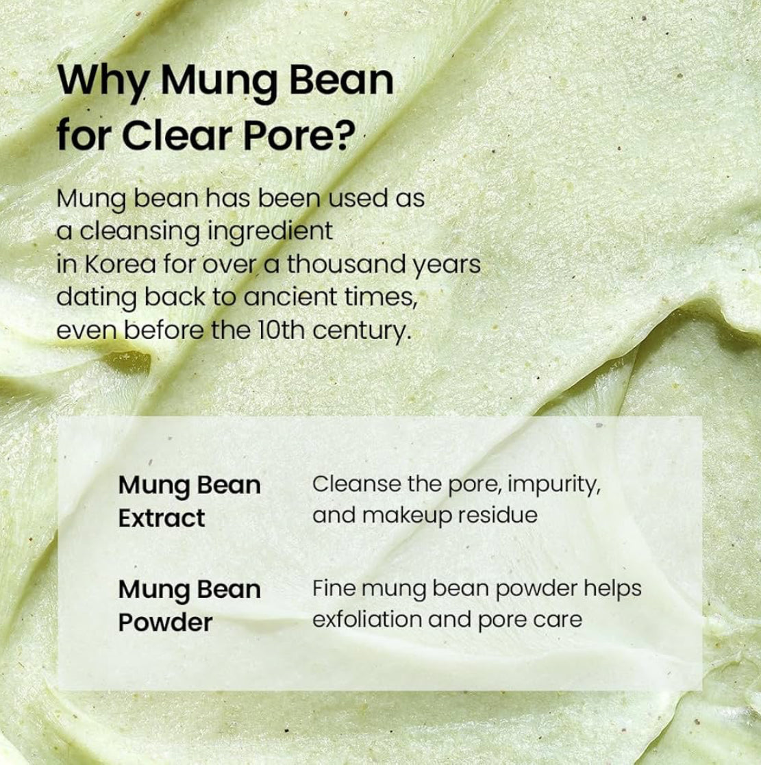 This luxurious Korean Mung Bean Complete Cleansing Set is displayed in a vibrant, nature-inspired scene that highlights its clean-beauty purity and premium botanical origins. The radiant Mung Bean Cleansing Oil stands on the left with a golden-green glow, while the pH-balanced Mung Bean Cleansing Foam rises tall beside it, embodying advanced Korean deep-cleansing innovation. In front, the rich Mung Bean Pore Clay Mask showcases its detoxifying green texture. Modern Korean Skincare, acne fighter.
